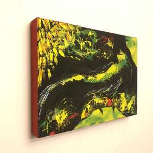 Chartreuse koi framed in red 2 2